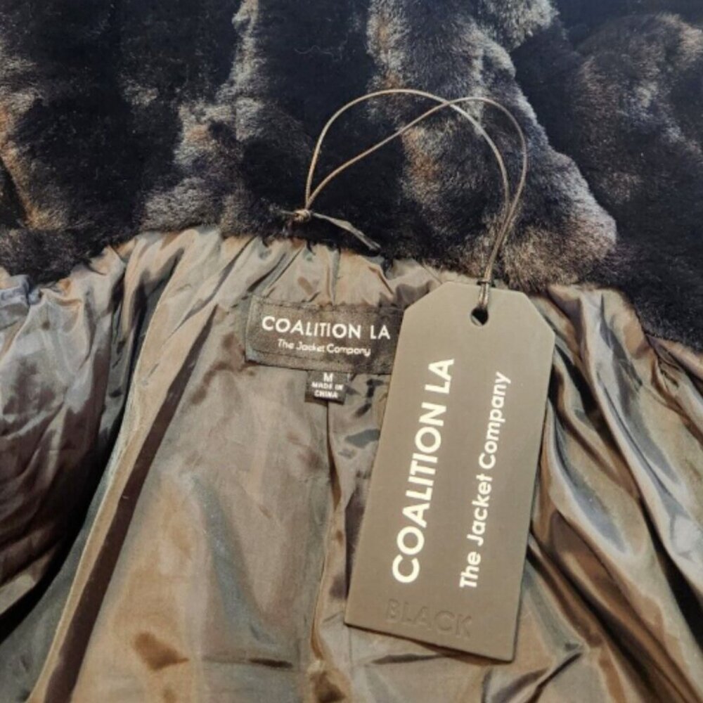 Coalition LA Hooded Faux Fur Snap Coat With Pockets - Picture 10 of 15